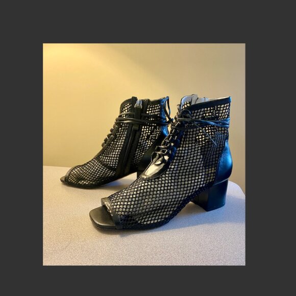Daniella Shevel NOLA Mesh Leather Open Toe Bootie Heel 40 - Picture 6 of 7